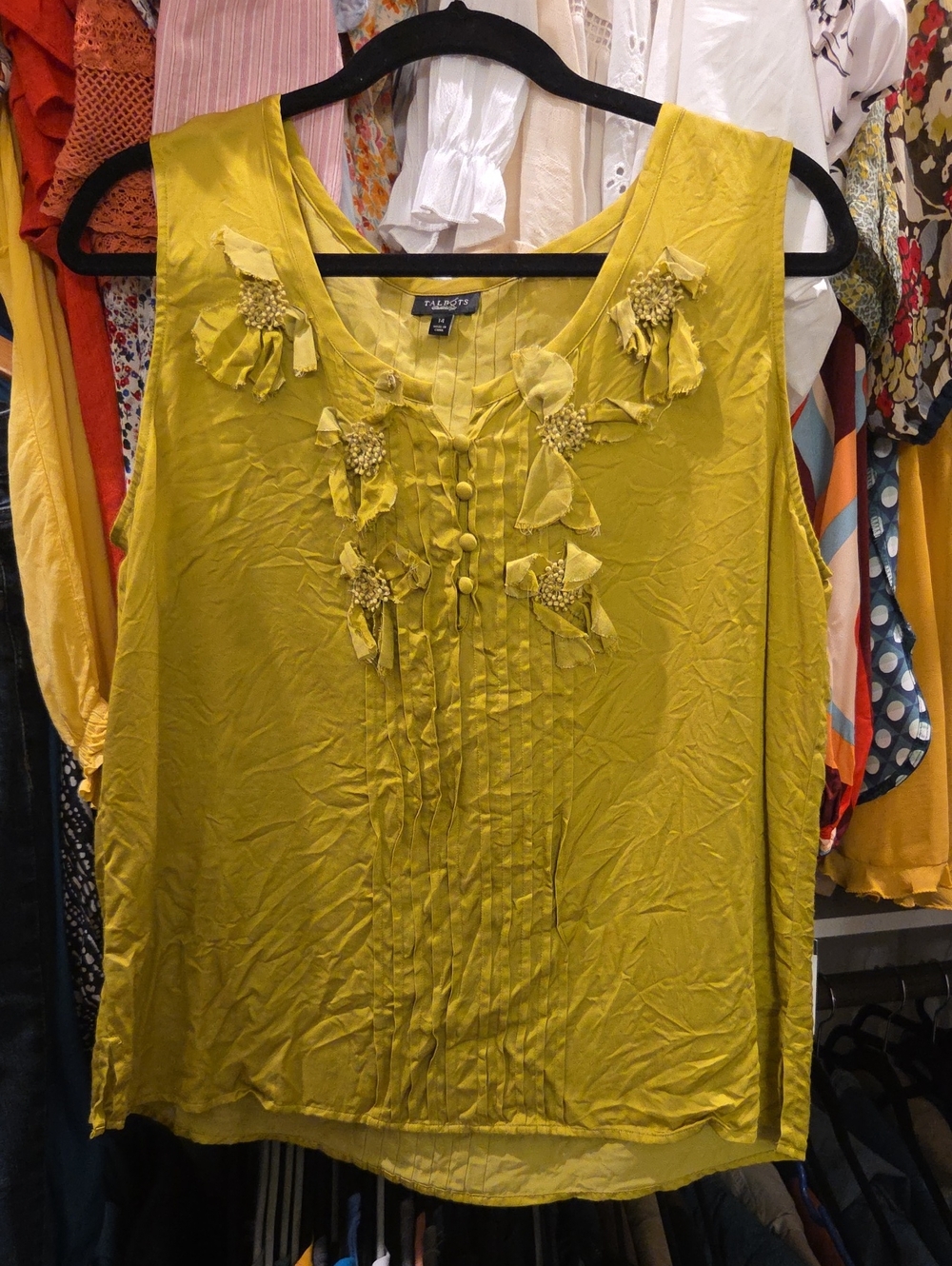 Talbots Olive Sleeveless Embellished Camisole